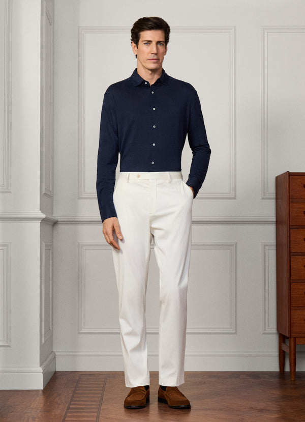 Classic Fit Linen Long Sleeve Shirt Polo