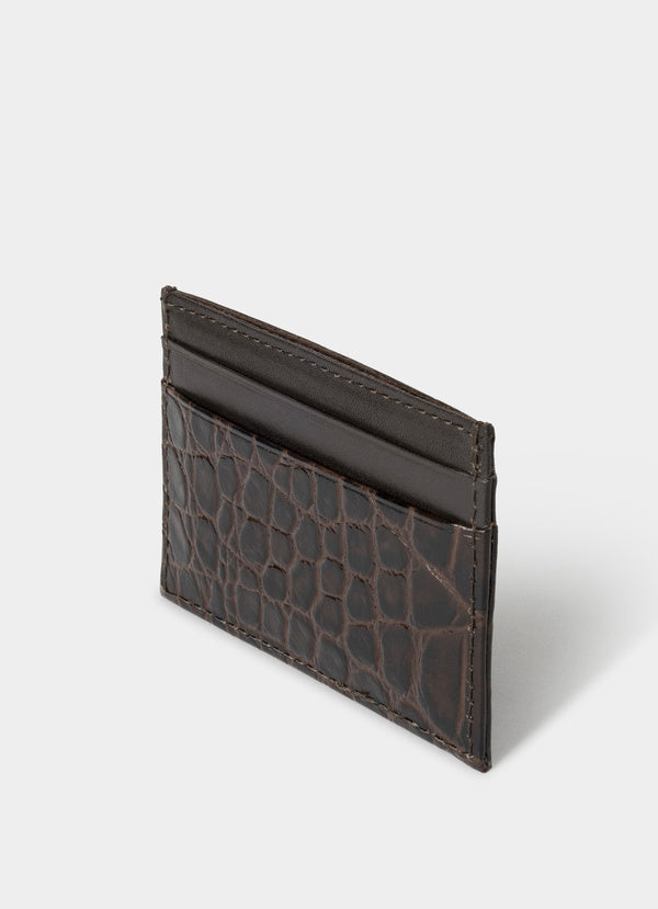 Leather Croc Stamped Cardholder