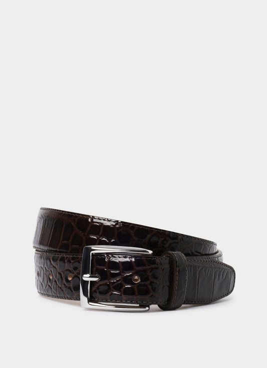 Leather Croc Stamped Formal Belt