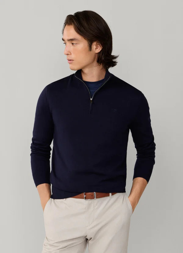 Cotton-Silk Quarter Zip Jumper