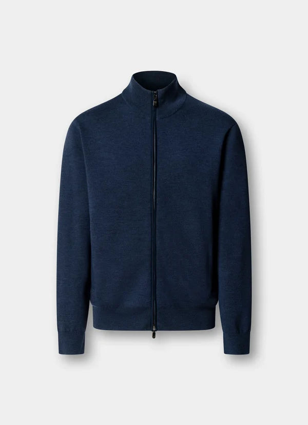 Merino Wool Interlock Full Zip Cardigan
