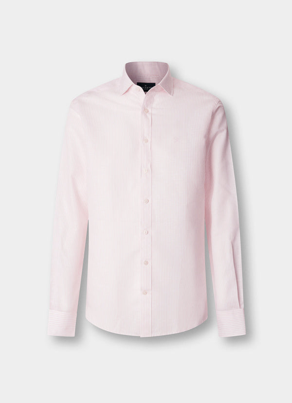 Tailored Fit Linen-Cotton Stripe Shirt