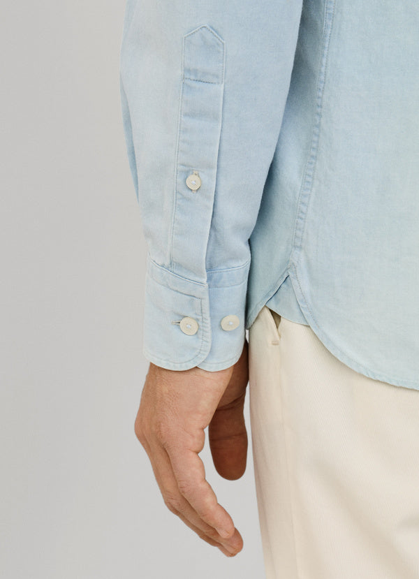 Tailored Fit Light Wasg Denim Shirt