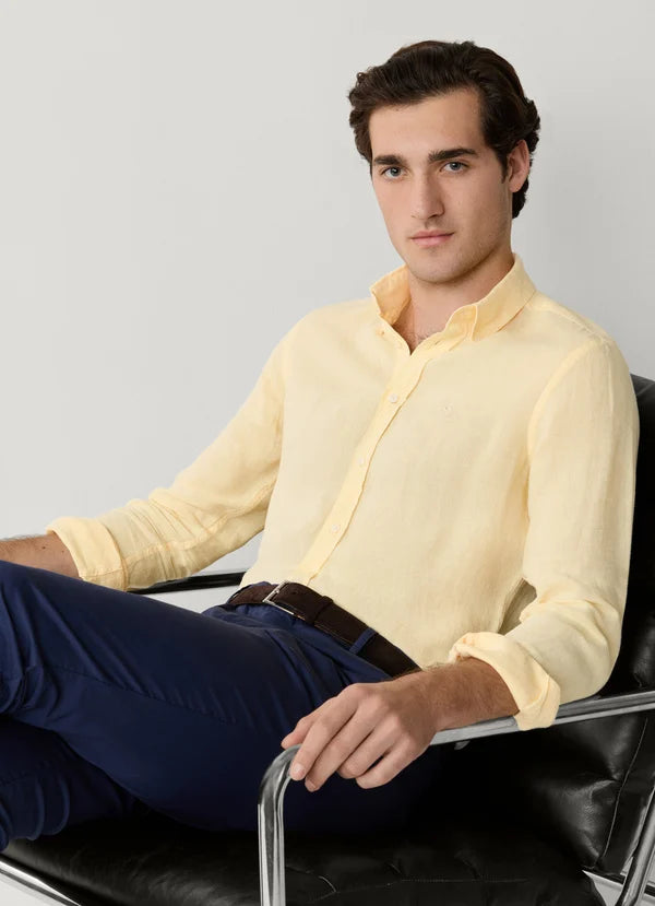 Tailored Fit Garment Dyed Linen Shirt