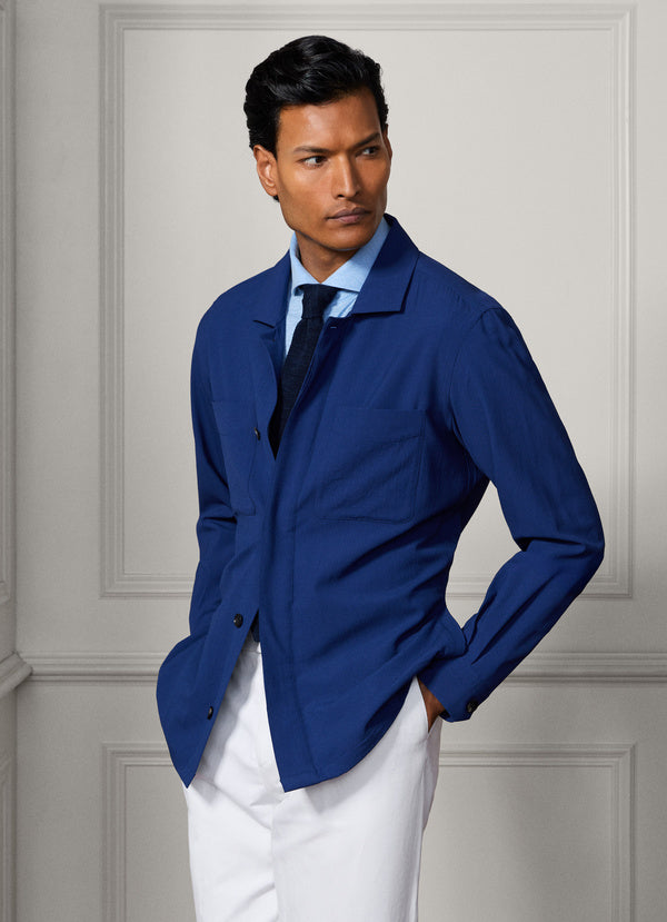 Wool-Silk Seersucker Overshirt - Woven In Italy