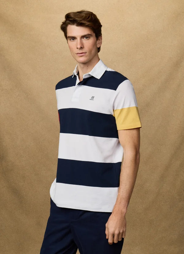 Classic Fit Short Sleeve Stripe Rugby Shirt