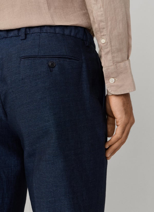 Regular Fit Linen-Cotton Blend Trouser