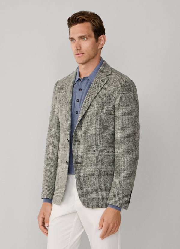 Cotton Glencheck Knit Blazer