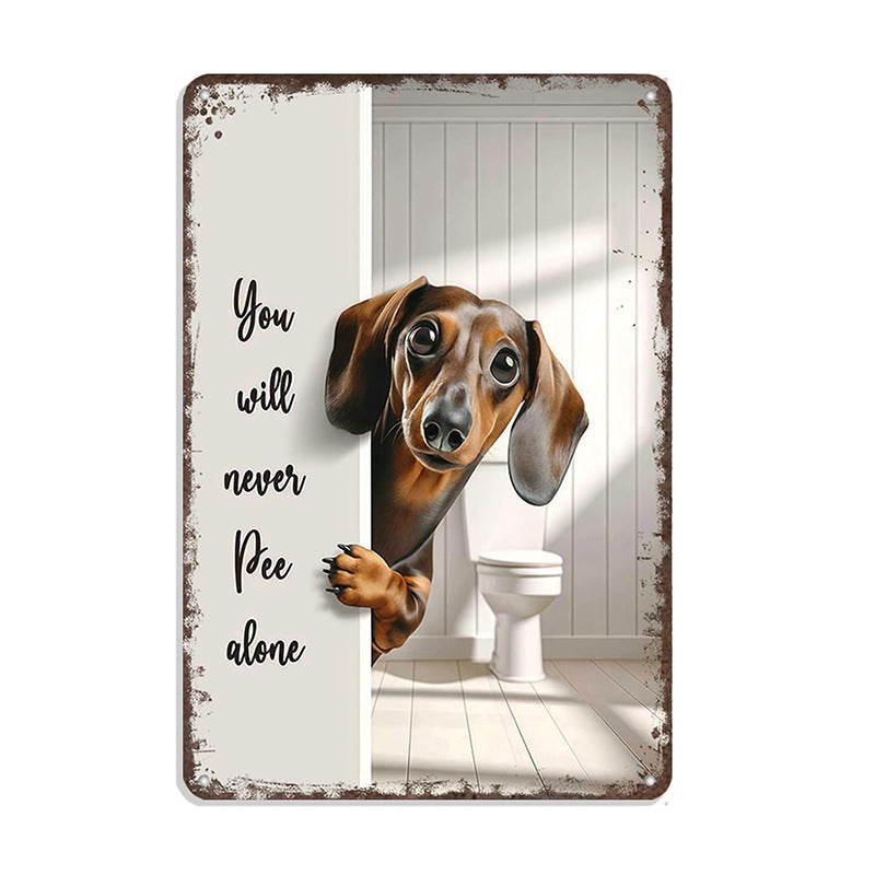 Vintage Highland Cow Aluminum Sign Black and White Bathroom Wall Decor